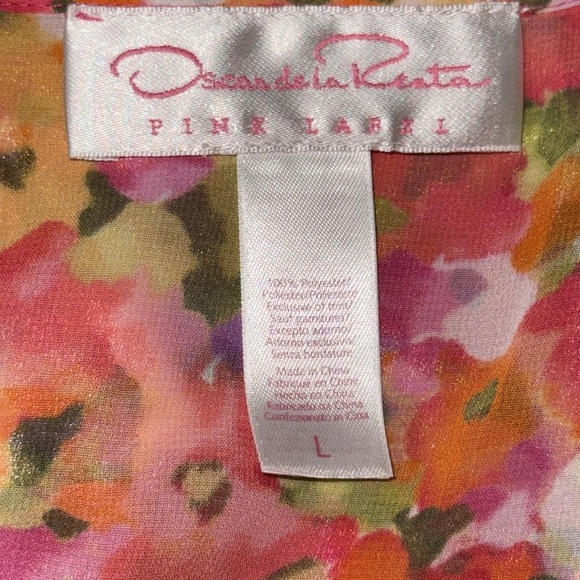 Oscar De La Renta Pink Label Pink Floral Flutter Sleeve Nightgown Size Large - Picture 8 of 8